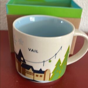 Starbucks Vail White and Green Ceramic Mug Dining Collection